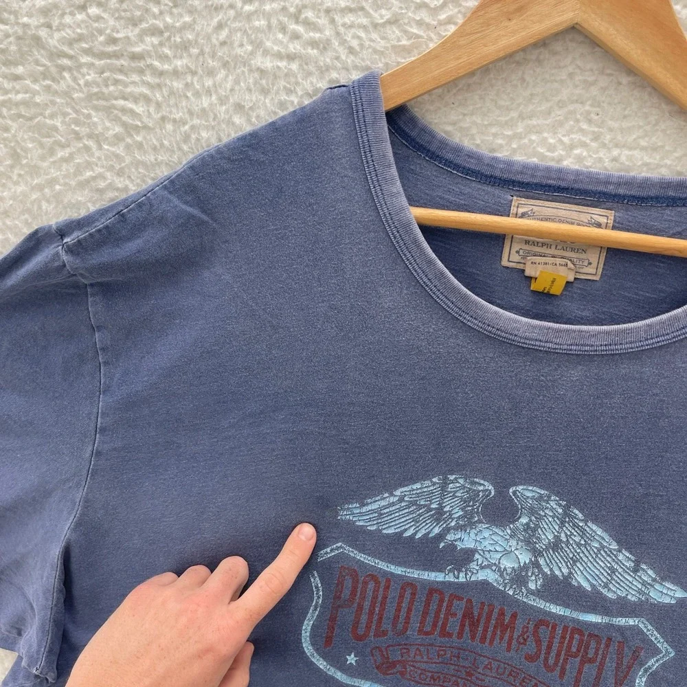 Polo Ralph Lauren Denim Supply Shirt Mens 3XLT Blue Tee T-Shirt Eagle Preppy Y2K
